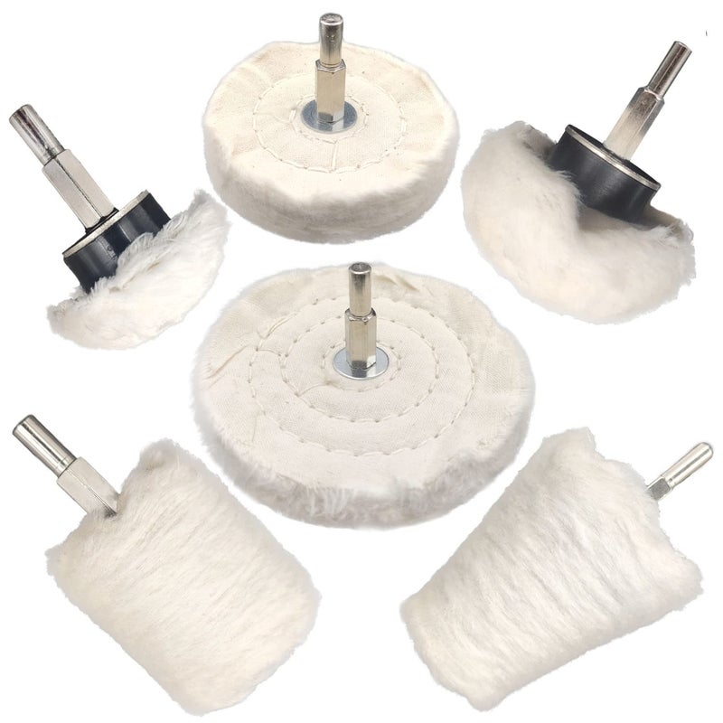 Tworider 6 pcs Buffing Wheel for Drill,Buffing Pad Polishing Wheel Kits,Wheel Shaped Polishing Tool for Metal Aluminum,Stainless Steel,Chrome,Jewelry,Wood,Plastic,Ceramic,Glass,etc - Image 1